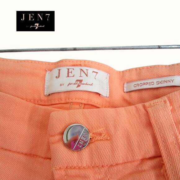 7 For All Mankind NEW Peach Colored Denim Cropped Skinny Jean 8 - Picture 6 of 11